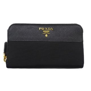 プラダ(PRADA)のプラダ PRADA 財布 レディース ブランド ラウンド財布 ナイロン サフィアーノ ブラック ゴールド金具 1M1157 【中古】(財布)