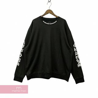 クロムハーツ(Chrome Hearts)のCHROME HEARTS Neck Logo Crewneck Sweatshirt クロムハーツ ネックロゴクルーネックスウェットシャツ トレーナー 袖ロゴプリント ブラック サイズXXL 【240302】【新古品】【me04】(スウェット)