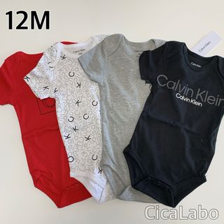 カルバンクライン(Calvin Klein)の【新品】カルバンクライン 半袖 ロンパース 4枚セット RWGB 12M(ロンパース)