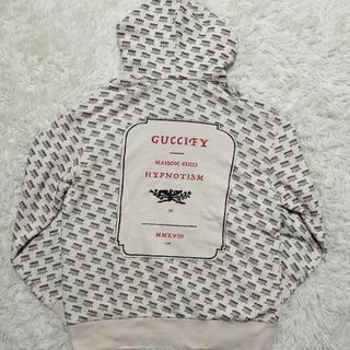 グッチ(Gucci)の204 グッチ パーカー 総柄 背面 デザイン L~XL相当 ホワイト(パーカー)