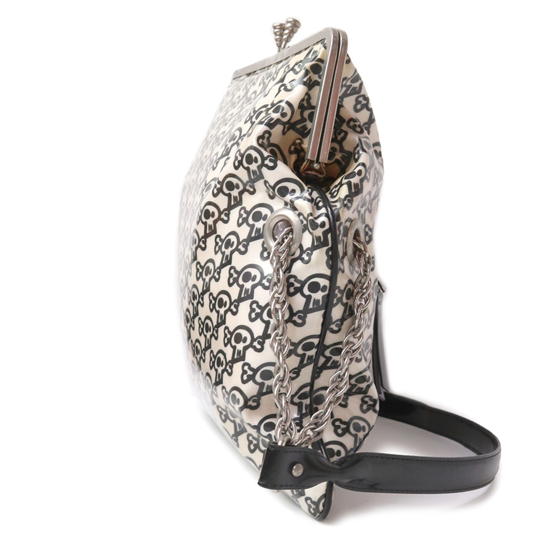 ANTEPRIMA(アンテプリマ)のアンテプリマ スカル チェーン ショルダーバッグ 斜め掛け パテントレザー ホワイト ブラック 白 黒 シルバー金具 ANTEPRIMA（中古） レディースのバッグ(ショルダーバッグ)の商品写真