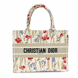 クリスチャンディオール(Christian Dior)のクリスチャンディオール BOOK TOTE ブック トートバッグ ミディアム ハイビスカス フラワー 花 刺繍 コットンキャンバス ベージュ マルチカラー M1296ZRTN Christian Dior（新品・未使用品）(トートバッグ)