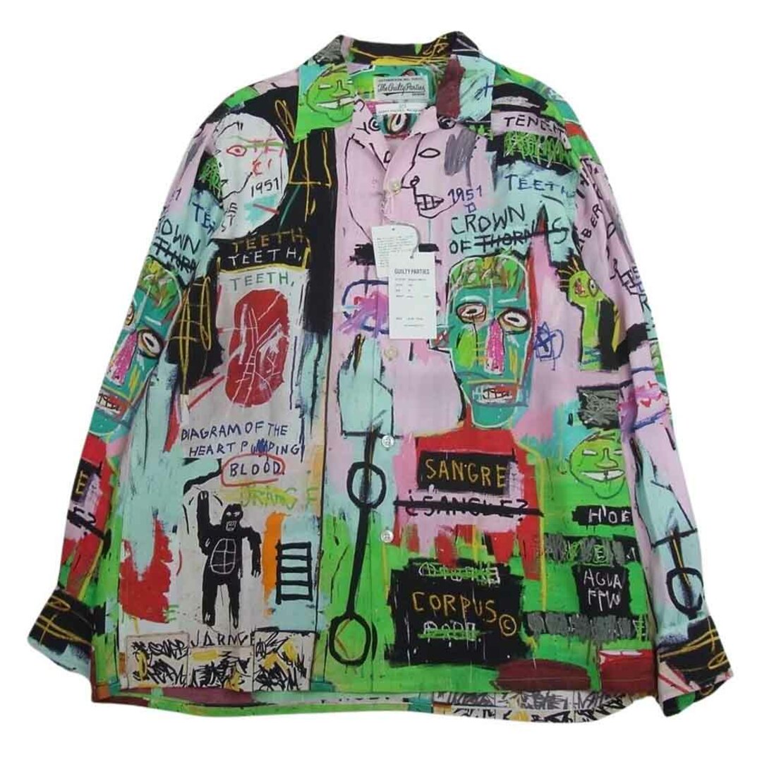 WACKO MARIA ワコマリア BASQUIAT-WM-HI11 JEAN-MICHEL BASQUIAT ジャン ミッシェル バスキア HAWAIIAN SHIRT L/S TYPE 3 総柄 レーヨン 長袖 ハワイアン アロハ シャツ マルチカラー系 M【新古品】【未使用】