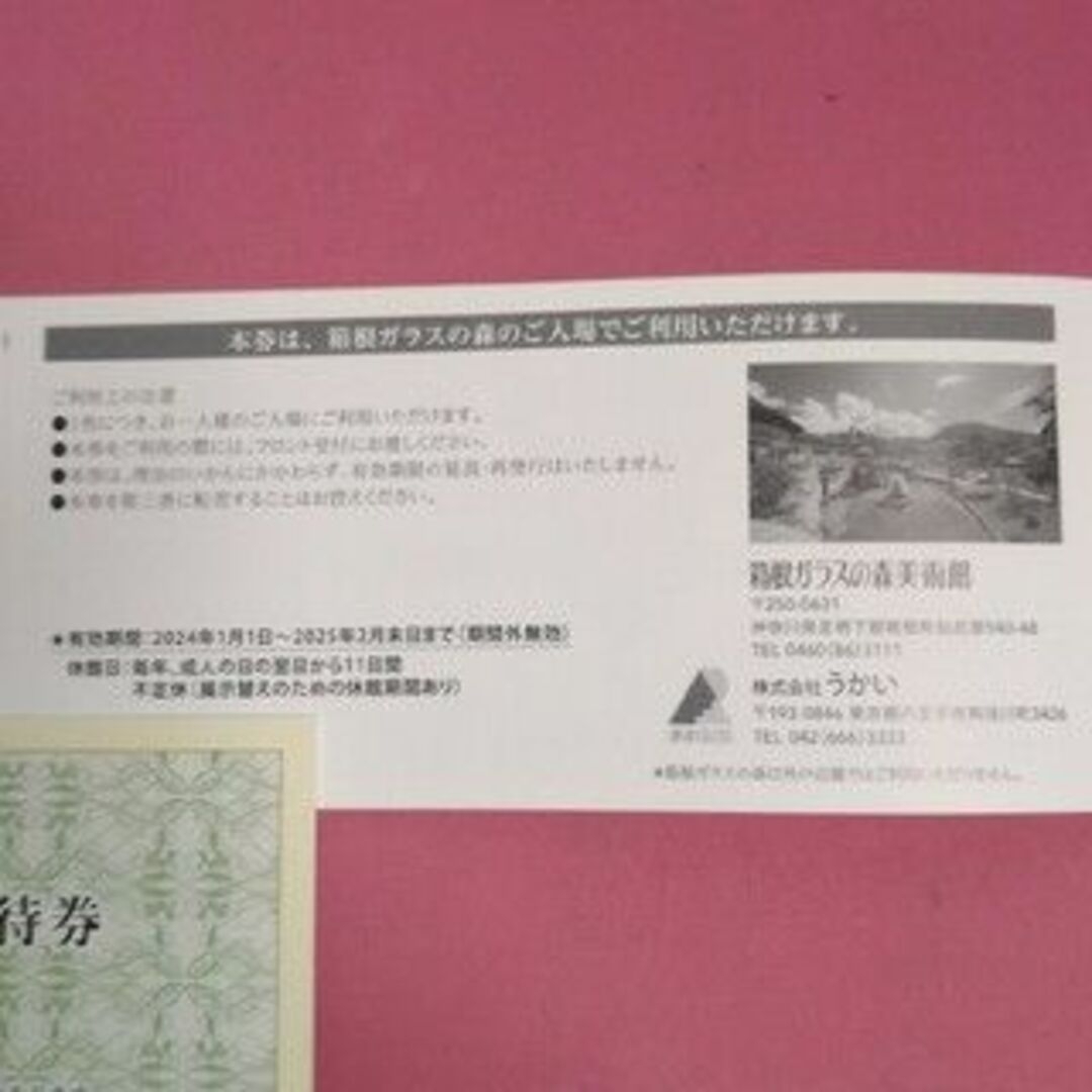 箱根ガラスの森　入場招待券5枚　優待券6枚 チケットの施設利用券(美術館/博物館)の商品写真
