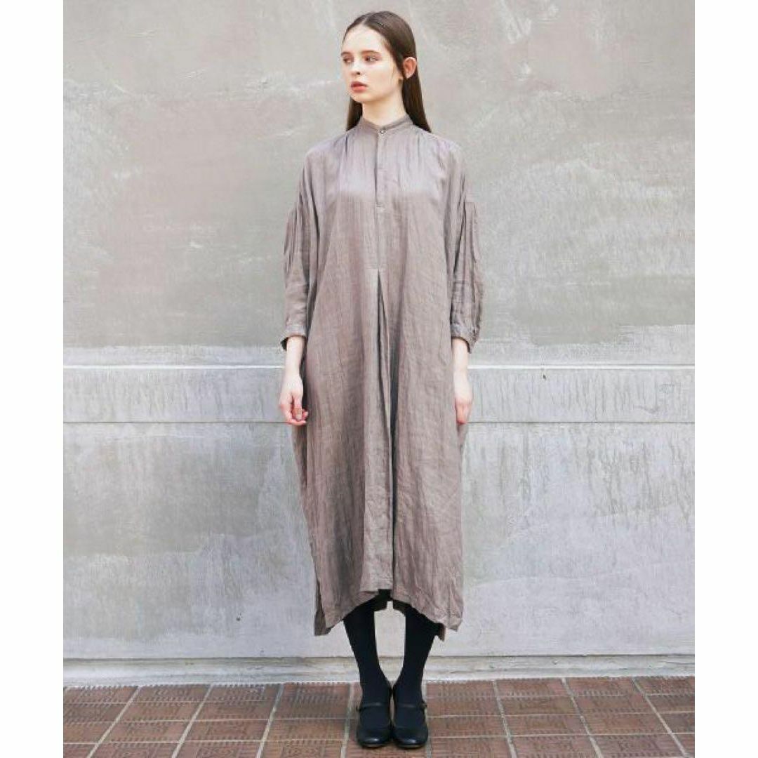 suzuki takayuki(スズキタカユキ)の美品suzuki takayuki peasant dress リネン gray レディースのワンピース(ロングワンピース/マキシワンピース)の商品写真