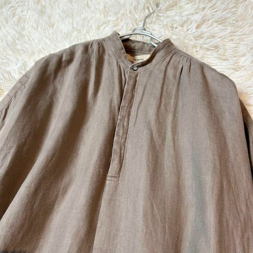 suzuki takayuki(スズキタカユキ)の美品suzuki takayuki peasant dress リネン gray レディースのワンピース(ロングワンピース/マキシワンピース)の商品写真