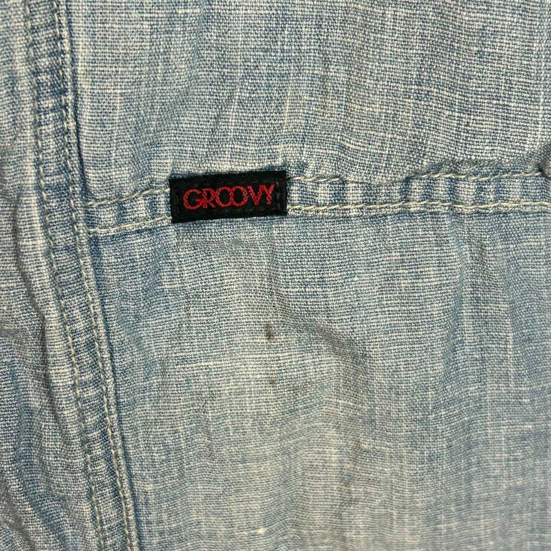 Groovy Colors(グルービーカラーズ)の【GROOVY COLORS】デニムテーパードパンツ　麻　カボチャ　腰ゴム　XS キッズ/ベビー/マタニティのキッズ服男の子用(90cm~)(パンツ/スパッツ)の商品写真