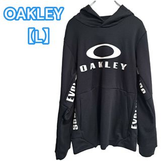 オークリー(Oakley)の美品★OAKLEY【オークリー】ビックロゴ プリントライン パーカー 黒 L(パーカー)