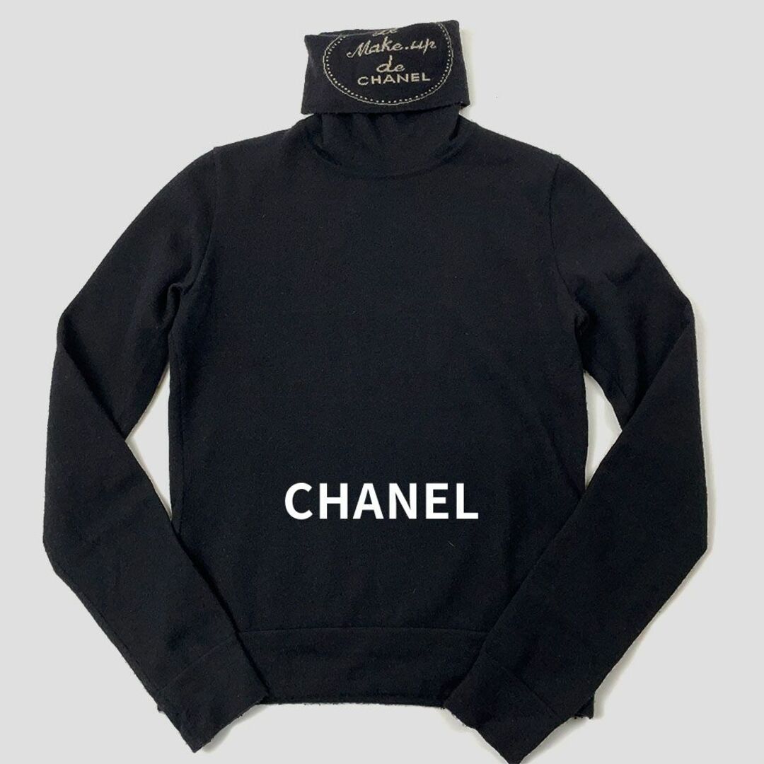 CHANEL シャネル ココマークロゴ カシミヤ タートル ニット セーター 黒ファッション