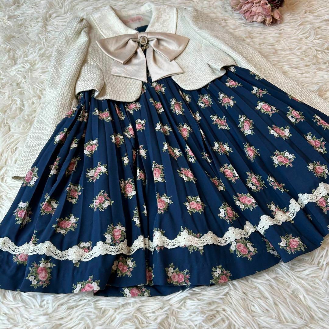 Lili Lundi キッズフォーマルセット 花柄プリーツワンピース 115 キッズ/ベビー/マタニティのキッズ服女の子用(90cm~)(ドレス/フォーマル)の商品写真