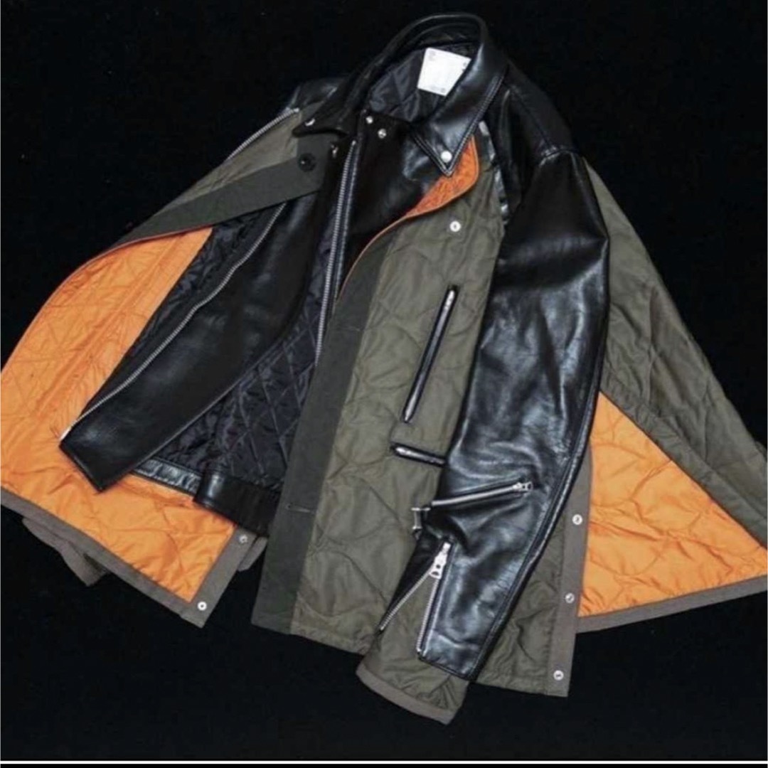 sacai(サカイ)のsacai キルティング×ライダースジャケット ブラック サイズ2  《極美品》 メンズのジャケット/アウター(ライダースジャケット)の商品写真