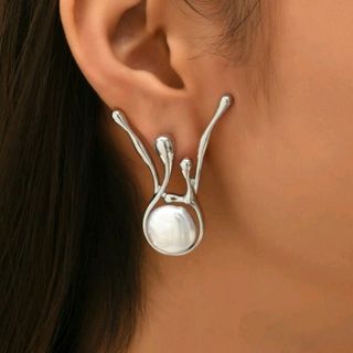 ♡p15   いびつ シルバー パール ピアス♪(ピアス)