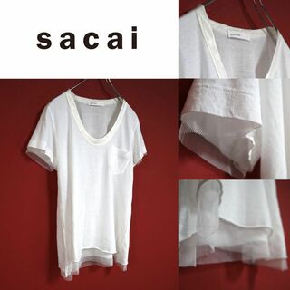 サカイ(sacai)の【モード】sacai luck メッシュ 二重デザイン Tシャツ 半袖(Tシャツ(半袖/袖なし))
