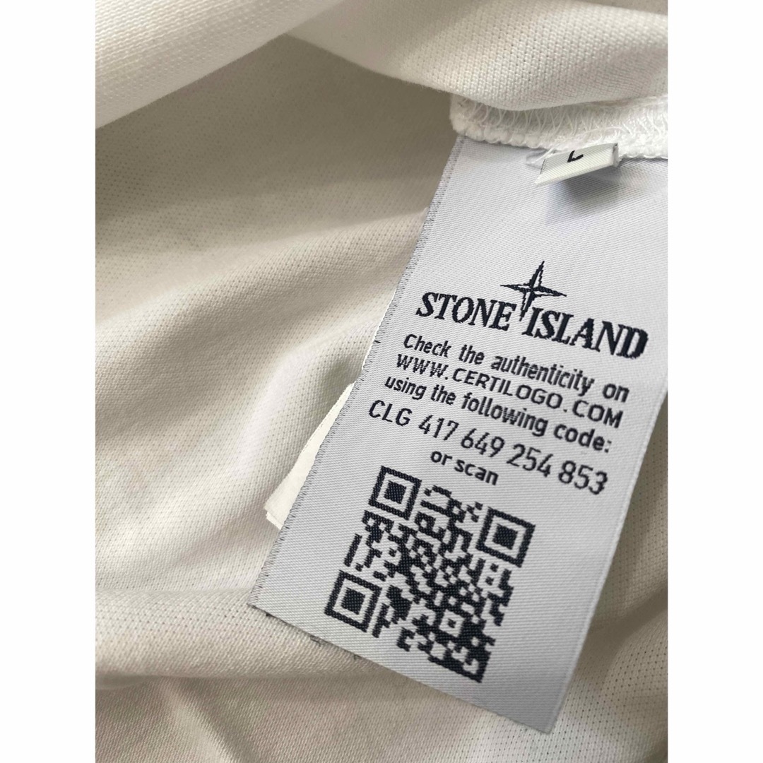 STONE ISLAND(ストーンアイランド)のSTONE ISLAND ストーンアイランド　ポロシャツ　ホワイト　L メンズのトップス(ポロシャツ)の商品写真