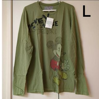 新品 L ディズニーヴィンテージ ロンＴ オリーブ(Tシャツ/カットソー(七分/長袖))