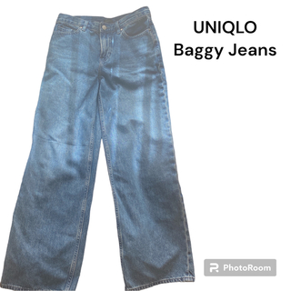 ユニクロ(UNIQLO)のUNIQLO バギージーンズ　ブルー　サイズ22(デニム/ジーンズ)