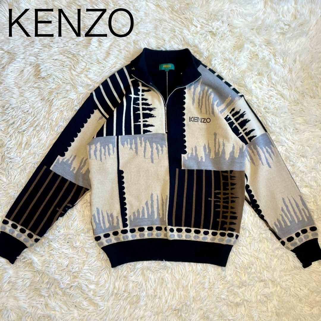 KENZO(ケンゾー)の【KENZO】ハーフジップ ニット セーター ロゴ 刺繍 XL メンズのトップス(ニット/セーター)の商品写真