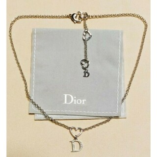 クリスチャンディオール(Christian Dior)の美品💗クリスチャンディオール💗ハートクリスタル💗Dネックレス💗(ネックレス)