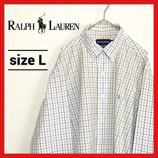 ラルフローレン(Ralph Lauren)の90s 古着 ラルフローレン BDシャツ チェック 刺繍ロゴ ゆるダボ L(シャツ)