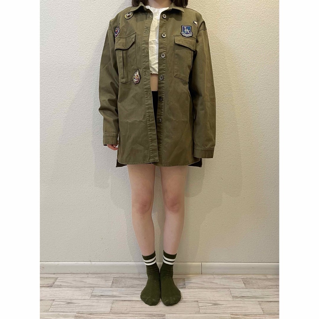 5/31迄☆vintage patch military shirt jk レディースのジャケット/アウター(ミリタリージャケット)の商品写真