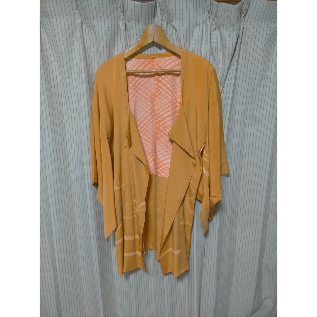 着物   小紋    オレンジ レディースの水着/浴衣(着物)の商品写真