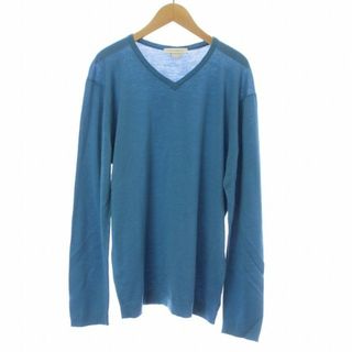 ジョンスメドレー(JOHN SMEDLEY)のJOHN SMEDLEY ニット 薄手 カットソー 長袖 ウール M 水色(ニット/セーター)