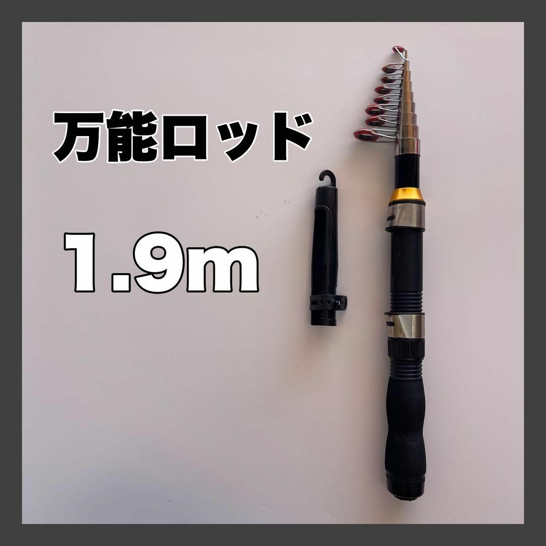 1.9ｍ　コンパクトロッド　釣竿　190cm  黒　金　短竿　穴釣り　ちょい投げ スポーツ/アウトドアのフィッシング(ロッド)の商品写真