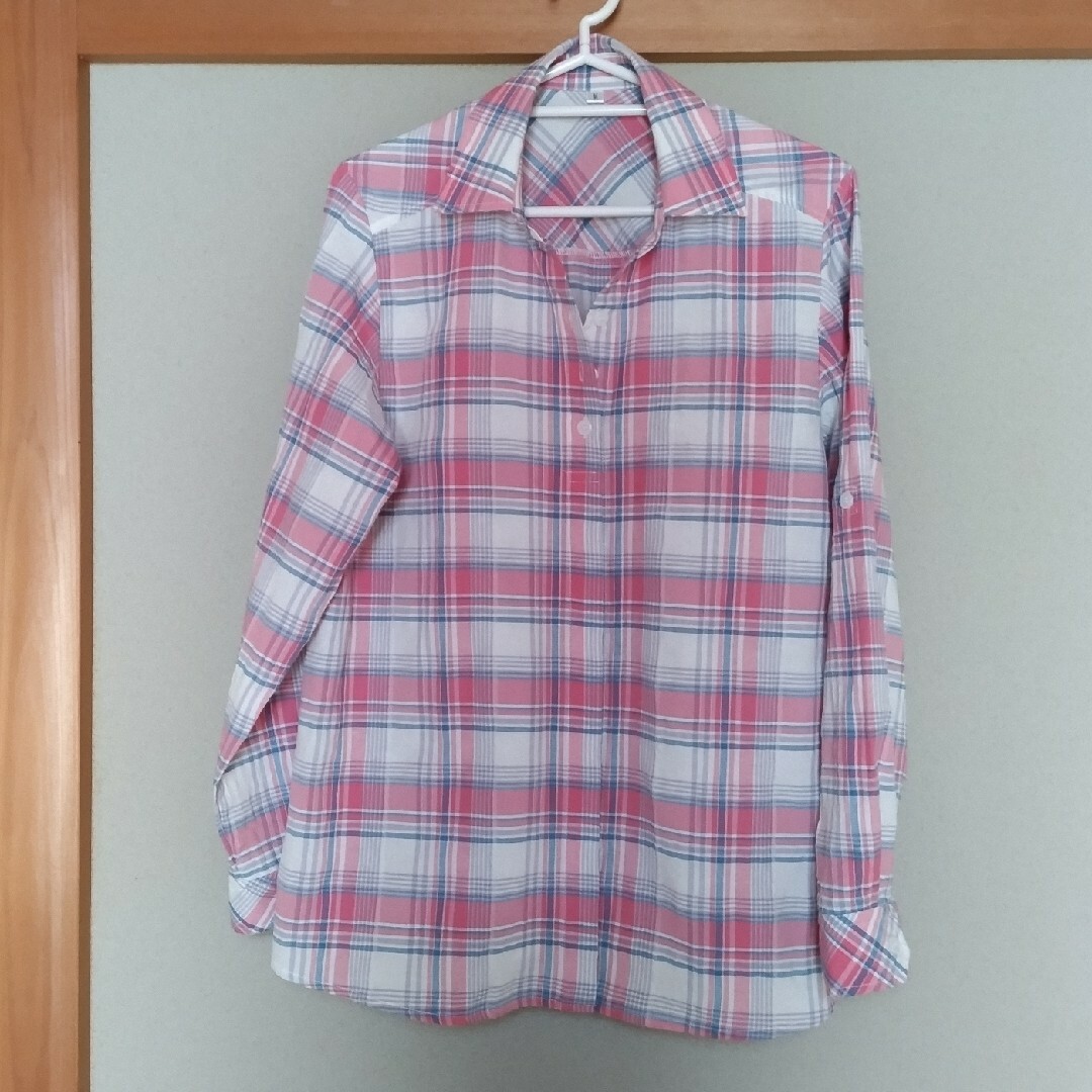 長袖チェックシャツ レディースのトップス(シャツ/ブラウス(長袖/七分))の商品写真