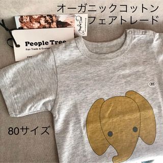 フェアトレード　オーガニックコットン　ベビー　Tシャツ　グレーメランジ　ぞう