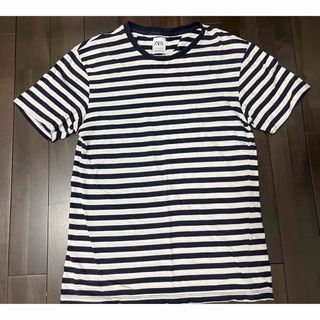 ザラ(ZARA)のZARA ボーダーTシャツ(白x紺) Sサイズ(Tシャツ/カットソー(半袖/袖なし))