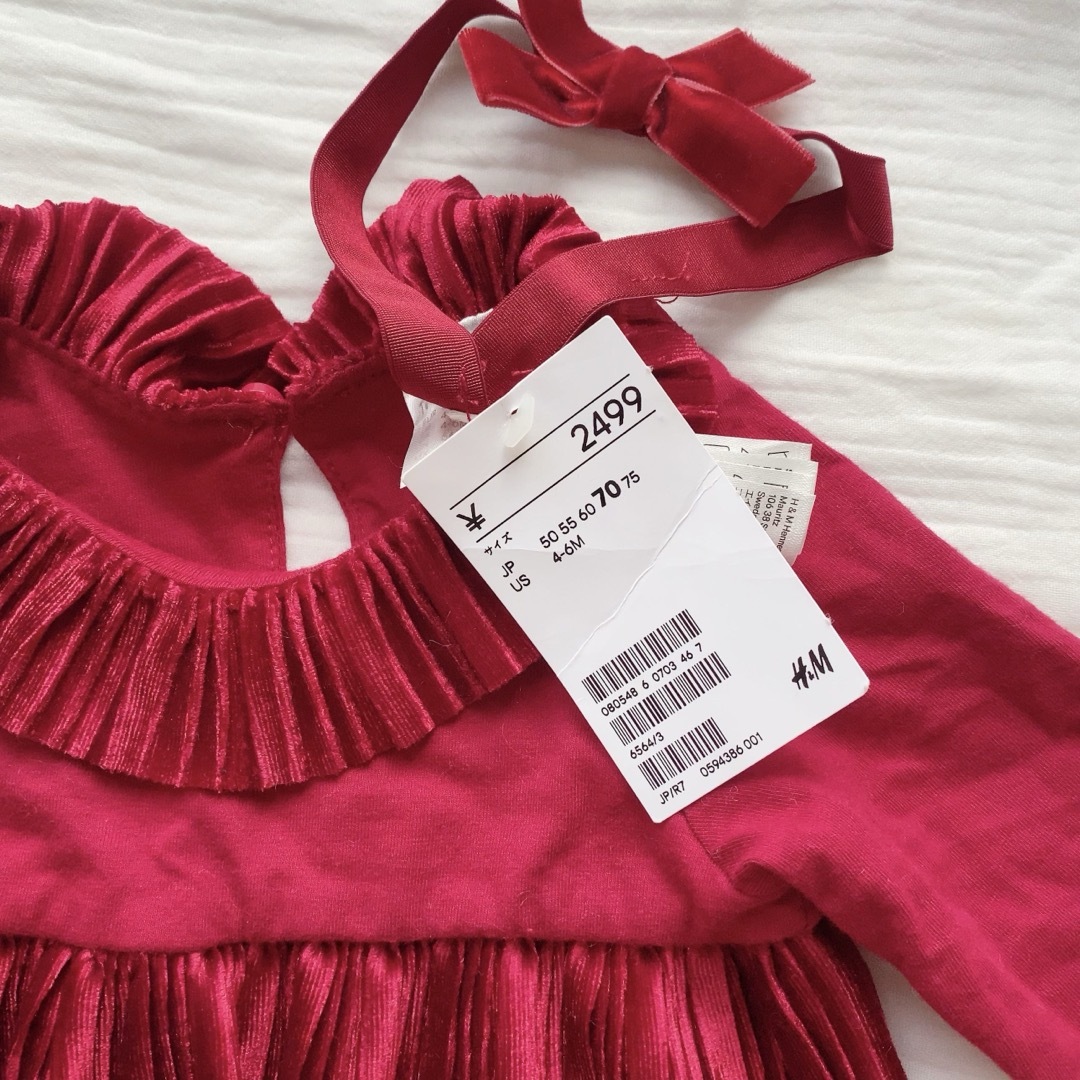 H&M ベビー ドレス ロンパース ワンピース セット レッド キッズ/ベビー/マタニティのベビー服(~85cm)(ワンピース)の商品写真