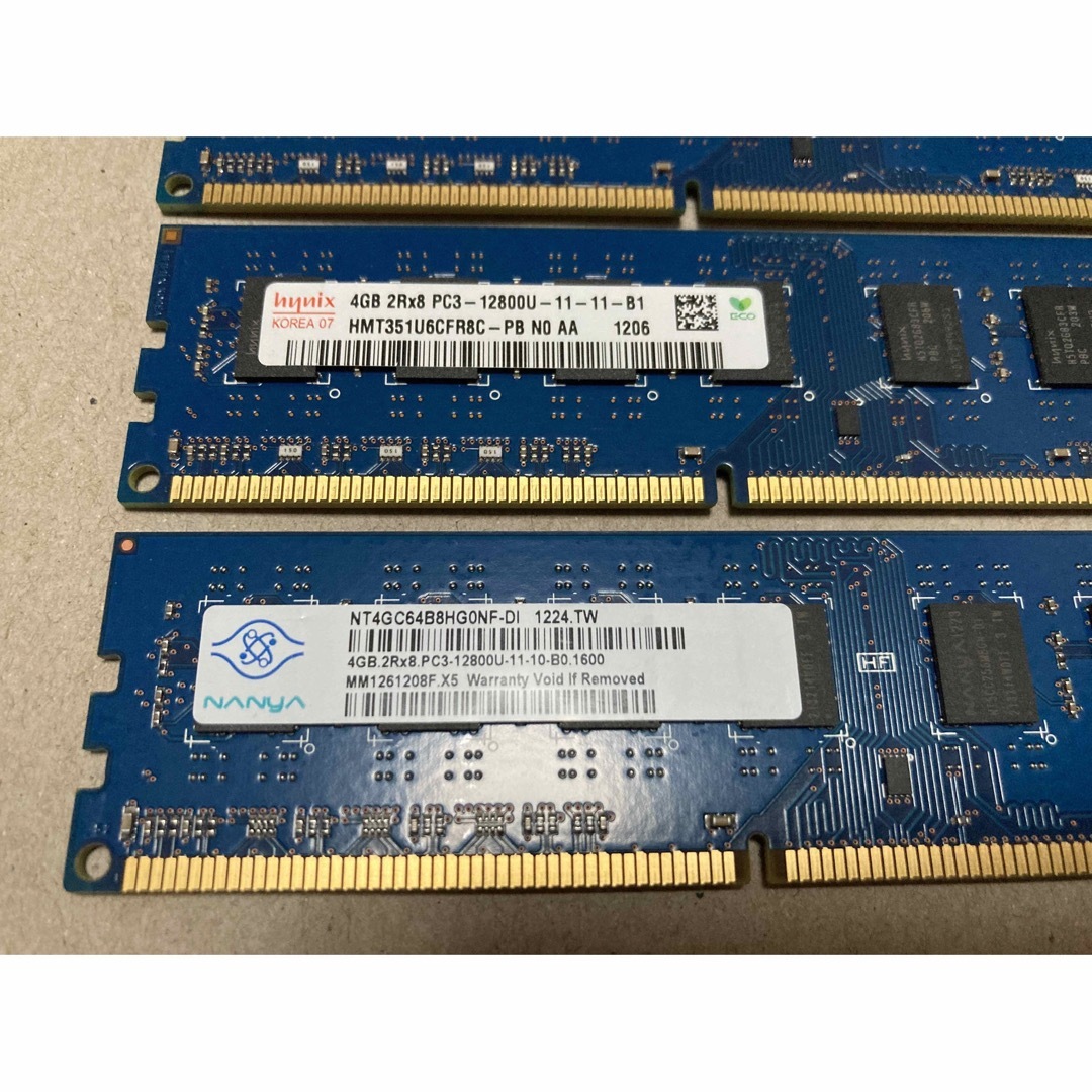 hynix 等 メモリ PC3-12800U 4GB×4枚 合計16GB ④ スマホ/家電/カメラのPC/タブレット(PCパーツ)の商品写真