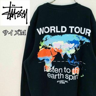 ステューシー(STUSSY)の【大人気】ステューシー スウェット サイズM　WORLD TOUR ブラック(スウェット)