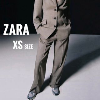 ザラ(ZARA)のZARA ザラ メランジ ウール混 タック パンツ スラックス(カジュアルパンツ)