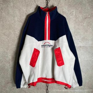 ヴィンテージ courreges ロゴ ハーフジップフリース アノラックパーカー