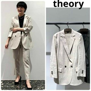 theory - 美品 theory 22SS ダブルブレストジャケット リネン ベージュ 0