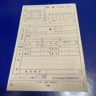 ジェイアール(JR)のJR日高本線　苫小牧運転区　車内補充券(鉄道)