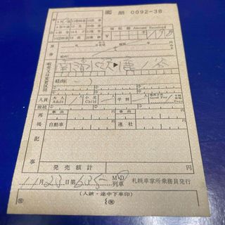 ジェイアール(JR)のJR夕張支線　札幌車掌所　車内補充券(鉄道)