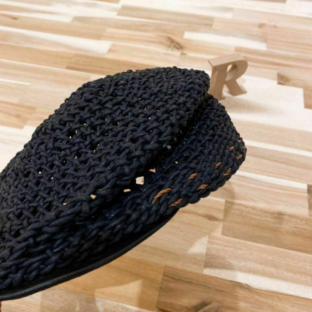 稀少デザイン【トップノット】TOP KNOT 編み込みハンチング M 黒×茶 メンズの帽子(ハンチング/ベレー帽)の商品写真