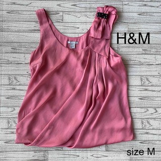 エイチアンドエム(H&M)のH&M ノースリーブブラウス　M ピンク(シャツ/ブラウス(半袖/袖なし))