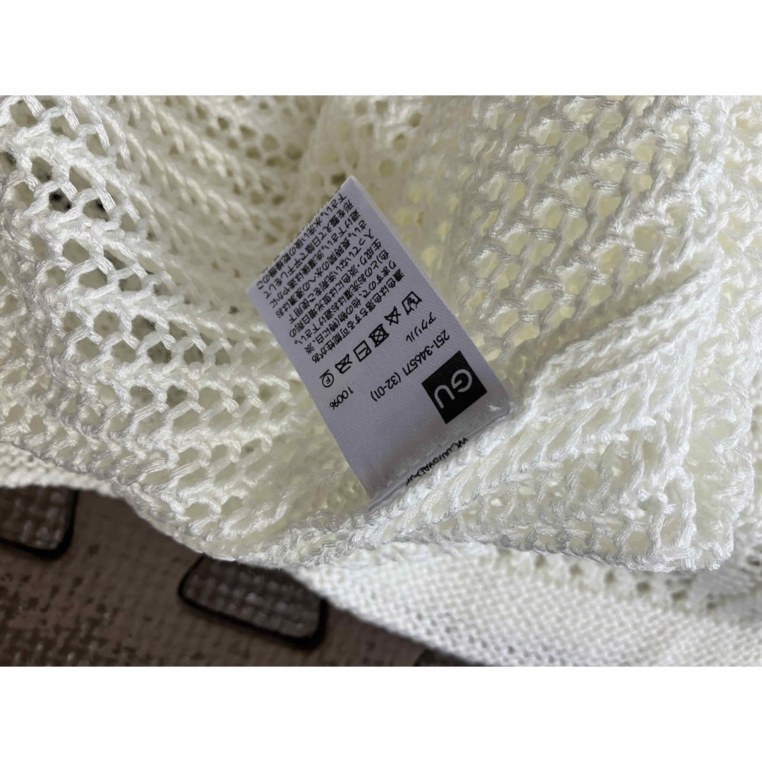 GU(ジーユー)のGUメッシュスキッパー白ホワイト半袖ジーユーM カットソー セーターニット レディースのトップス(カットソー(半袖/袖なし))の商品写真