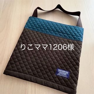 防災頭巾カバー　ダークグリーン　ブラウン　座布団タイプ　正方形　ハンドメイド(外出用品)