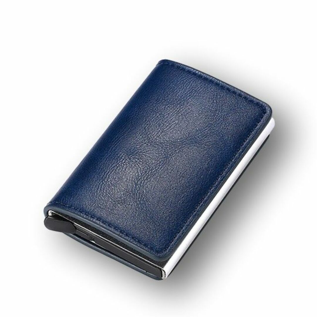 カード ケース ホルダー RFID スキミング 磁気 防止 ミニ財布 Blue メンズのファッション小物(マネークリップ)の商品写真