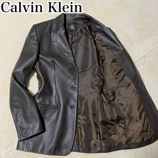 Calvin Klein - 美品　カルバンクライン　ラムレザー　テーラードジャケット　4 ブラウン