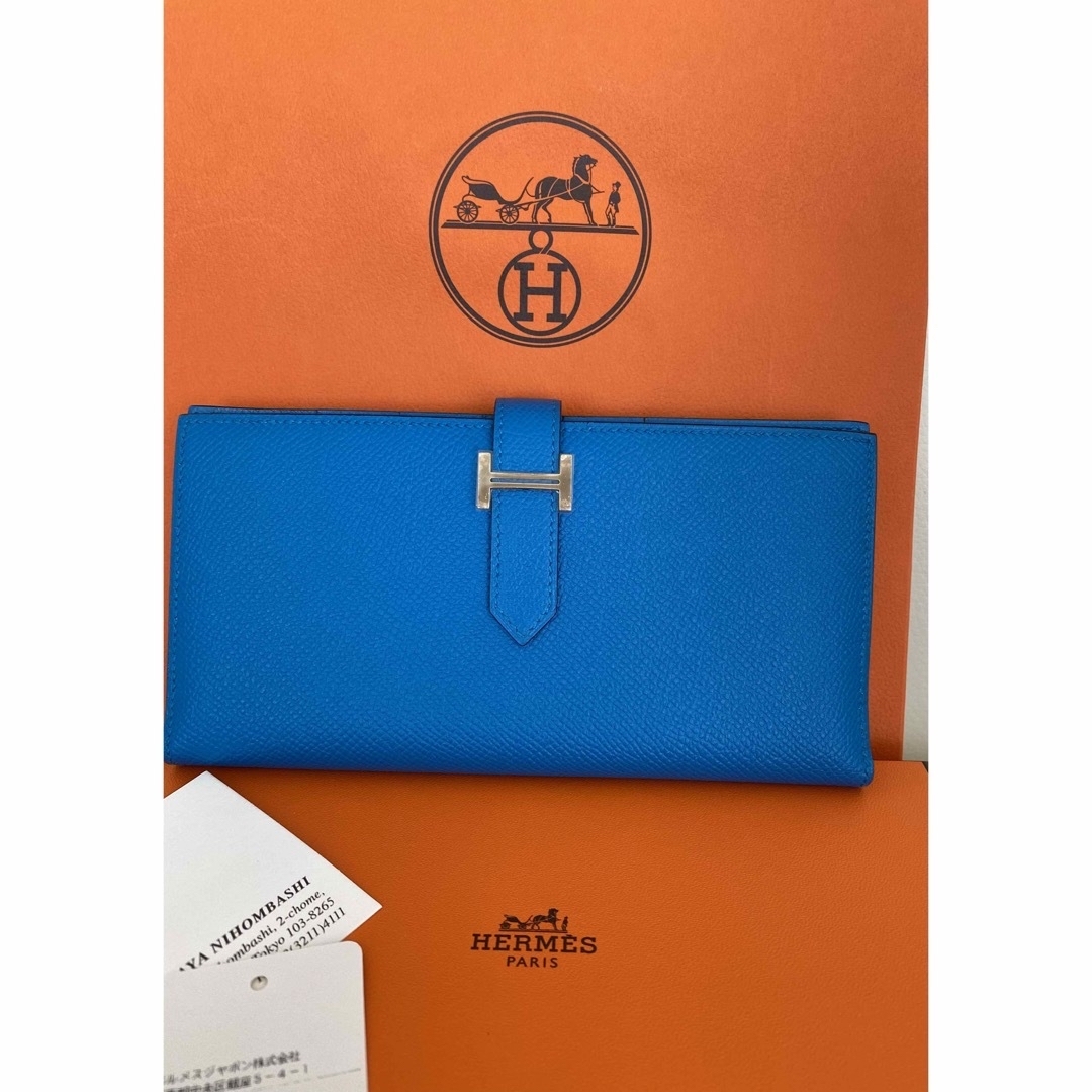 Hermes(エルメス)のエルメス　未使用に近い　ぺアンスフレ　財布　ブルーザンジバル レディースのファッション小物(財布)の商品写真