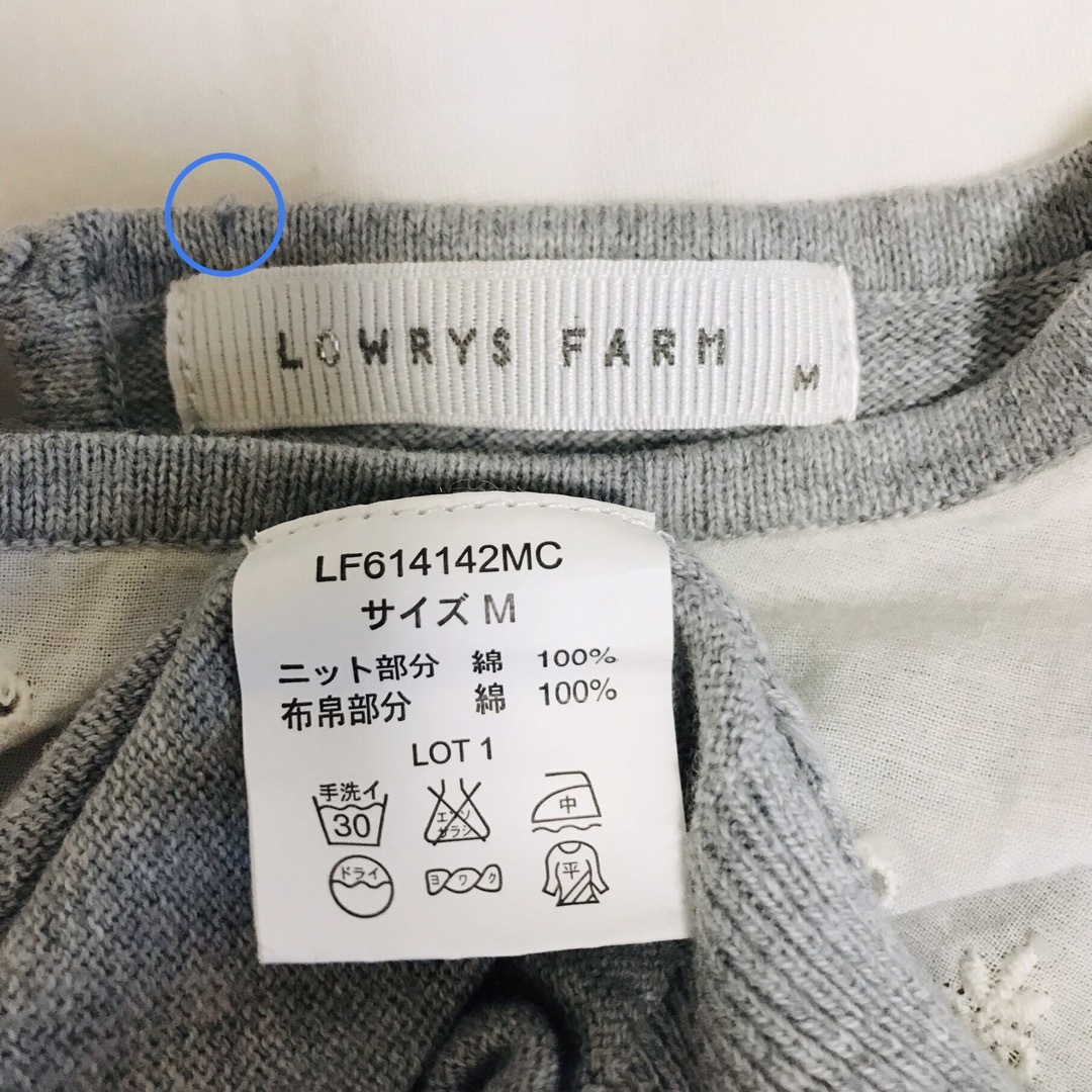 LOWRYS FARM(ローリーズファーム)のローリーズファーム　コットンレーススカラップニット　半袖　綿　エンブロイダリー レディースのトップス(ニット/セーター)の商品写真