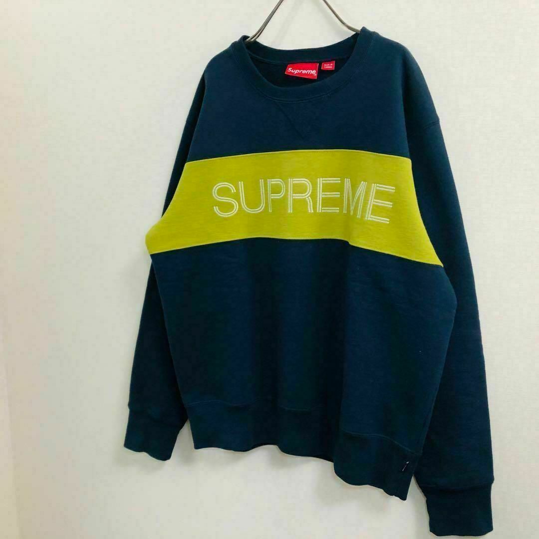 Supreme(シュプリーム)の【大人気】シュプリーム スウェット サイズM　 ネイビー ビックロゴ メンズのトップス(スウェット)の商品写真