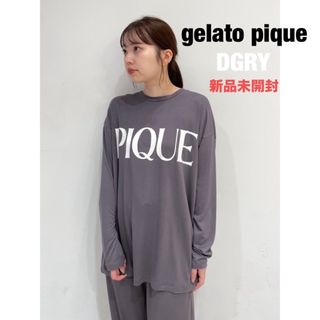 ジェラートピケ(gelato pique)のジェラートピケ　ジェラピケ レーヨンロゴロングTシャツ ダークグレー★新品未開封(ルームウェア)