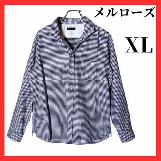 メンズメルローズ(MEN'S MELROSE)のMEN`sメルローズ　千鳥格子柄　シャツ　サイズ5　メンズ　古着男子　ビジネス(シャツ)