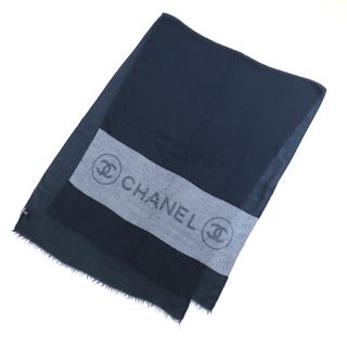 CHANEL - 【クリアランスSALE】シャネル カシミヤ ストール レディース ネイビー グレー ロゴ CHANEL